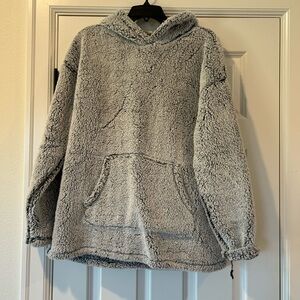 32 Degrees Gray Sherpa Hoodie Sweater